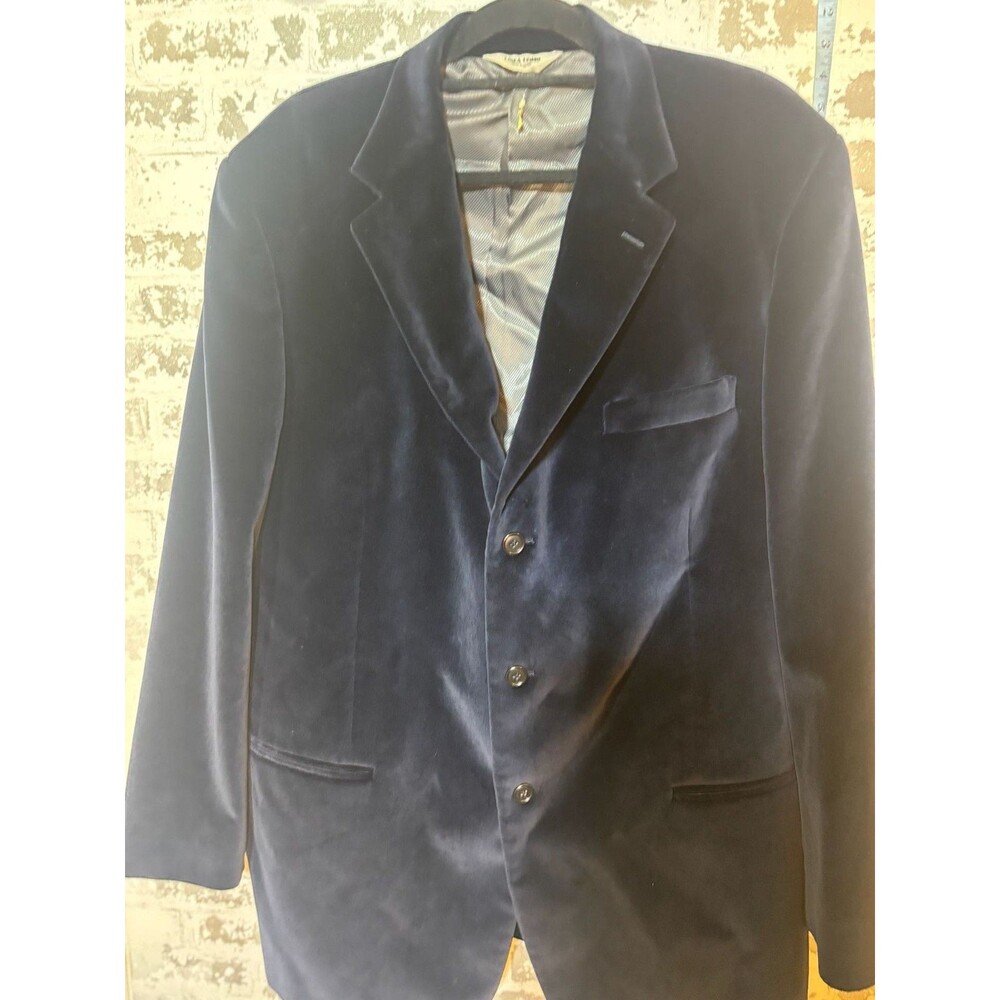 Linea Uomo Dark Blue Velvet Blazer Jacket Size 50 Long